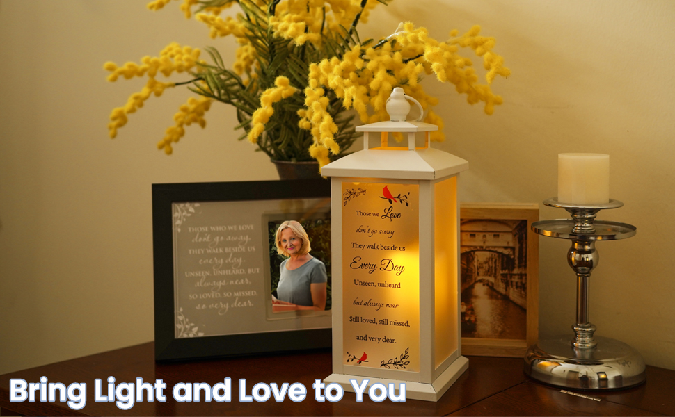 Memorial Lantern with Flickering LED Candle Remote