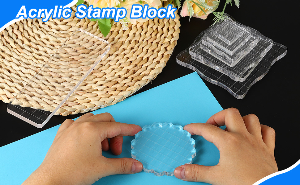 PATIKIL Acrylic Stamp Block, 3 Pack Stamping Block