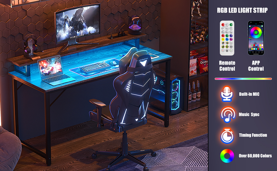 gaming desk with led lights