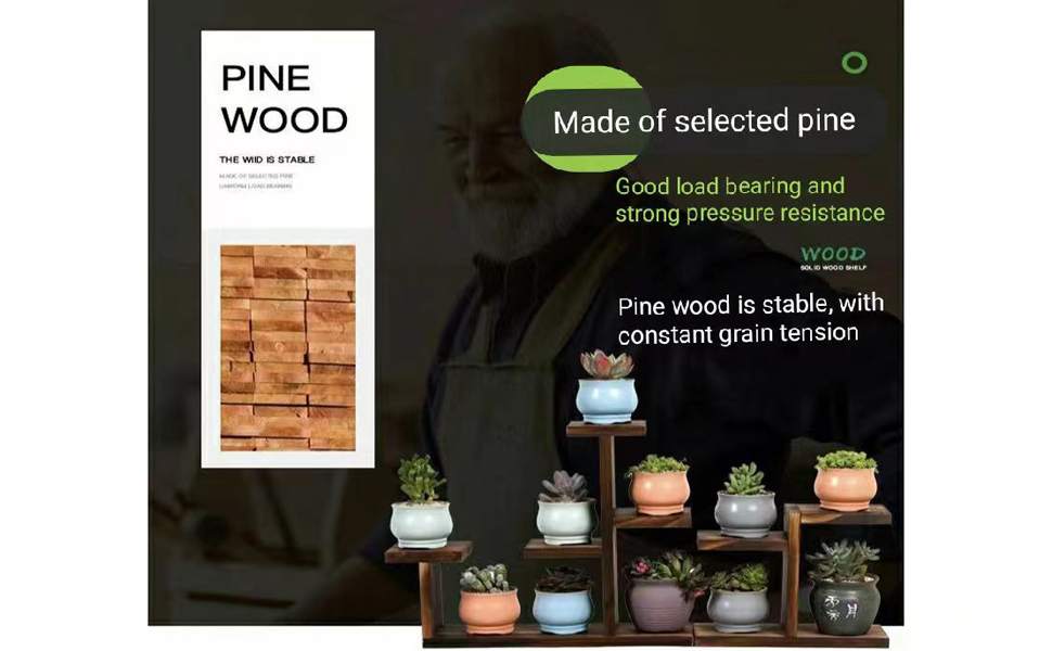 Decoeco Wooden Desktop Plant Stand Indoor Windowsill Plant