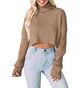 PRETTYGARDEN Women's 2025 Fall Winter Turtleneck Cropped Sweater Causal Ribbed Knit Long Sleeve P...