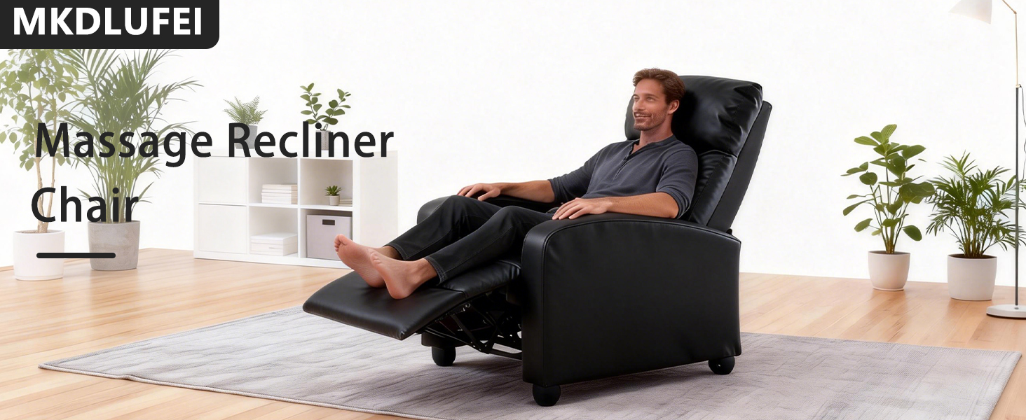 M***age Recliner Chair, Single Sofa Chair with Remote Control, Chair Recliner, Lazy Recliner Chair, Living Room Recliners with Pu Leather Padded Seat Backrest, Recliner Chairs for Adults, Black 11 1