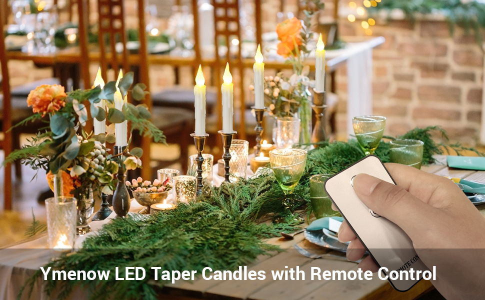 LED Flameless Taper Candles, Ymenow 6pcs Flickering Battery Operated