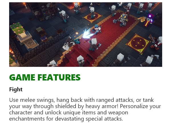 Fight using melee swings, ranged attacks, or tank your way