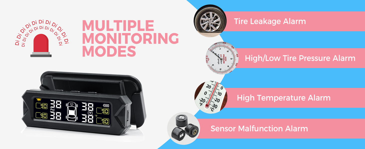 Tire Pressure Monitoring System TPMS - Wireless Solar TPMS Tire Pressure Monitor System