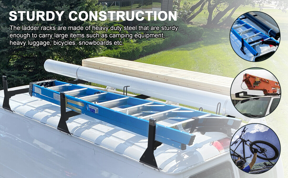 van roof ladder racks cargo racks Ford E-series black