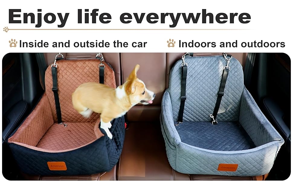 Car Dog Seat with 2 Safety Leashes for Small Medium Pet 0-30lbs