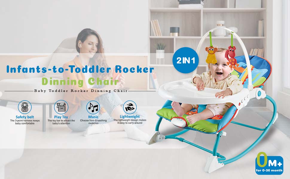 CAREIT Baby Rocker Chair Comfortable & Soothing Bouncer for Newborns