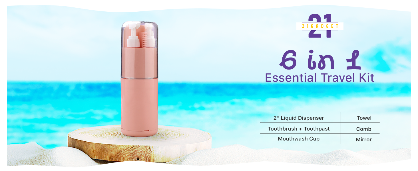 Travel Kit, travel kit, kit, Bag pack, Comb, Mirror, Mouth wash cup, Liquid Dispenser