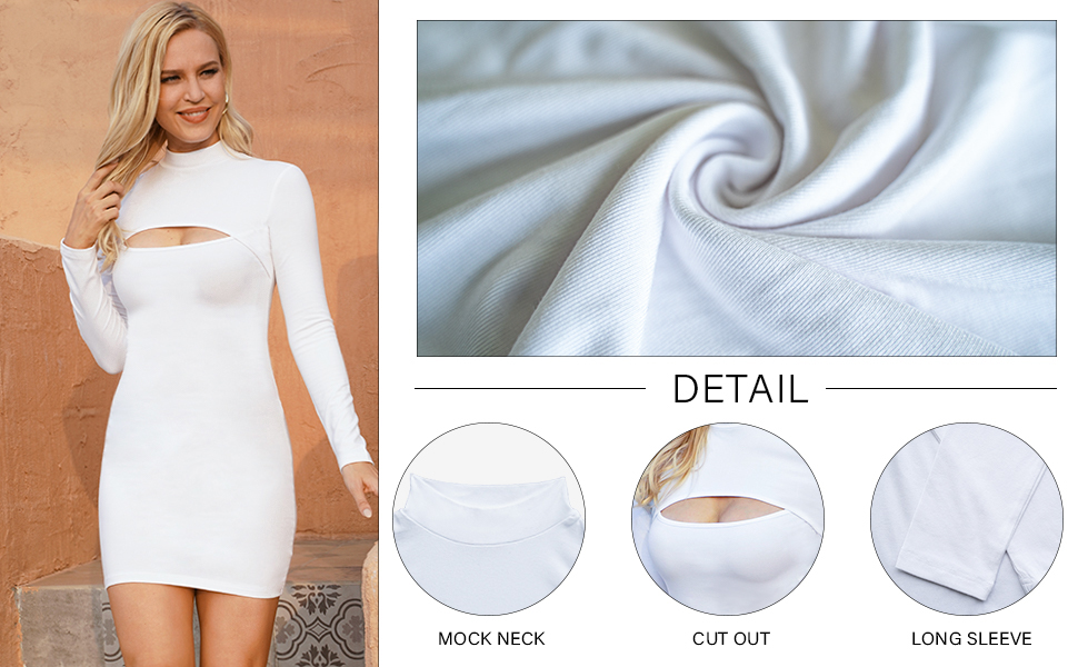 white hollow out bodycon dress