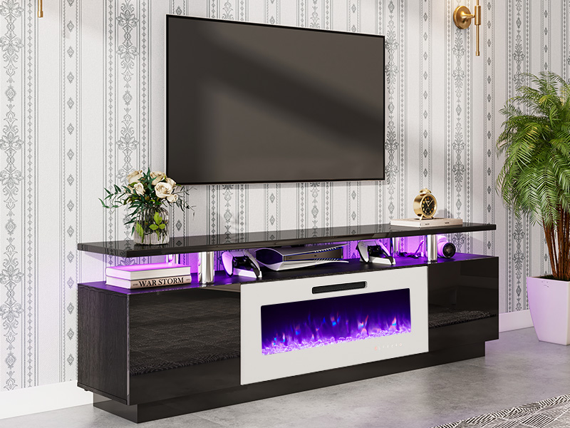 black fireplace tv stand