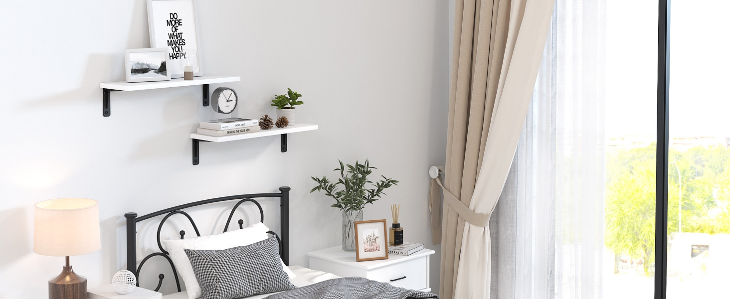 Elephance Twin Bed Frame with Headboard, Metal Platform Bed