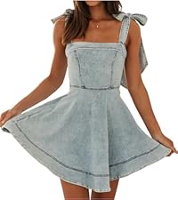 TACSTRUN Women's Summer Casual Cute Sleeveless Denim Dress
