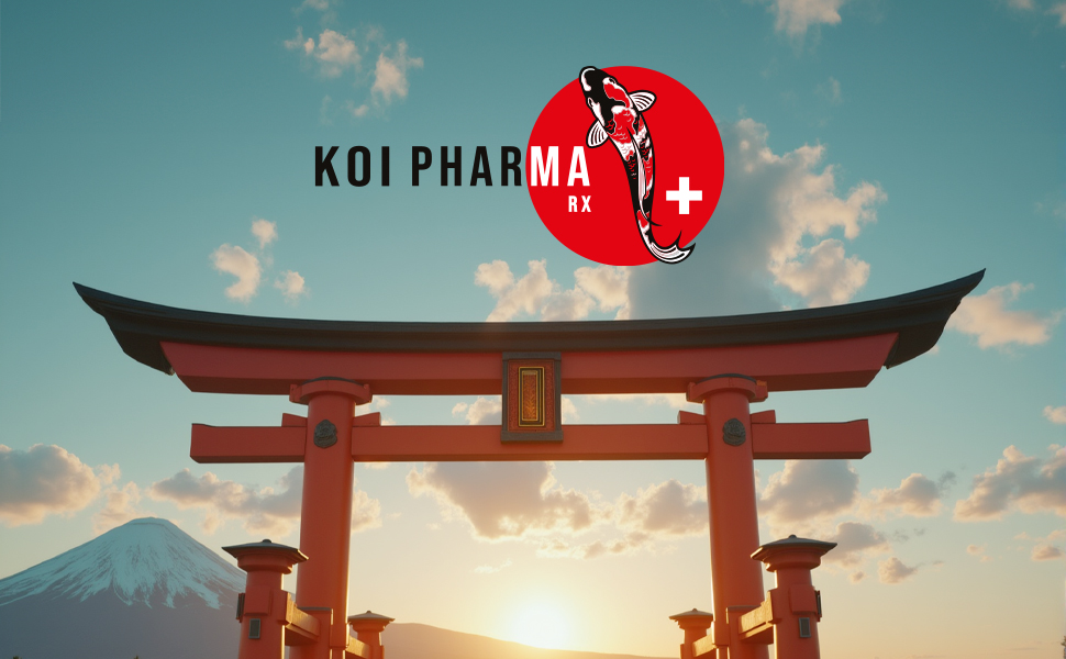 Koi Pharma Logo over torii gate