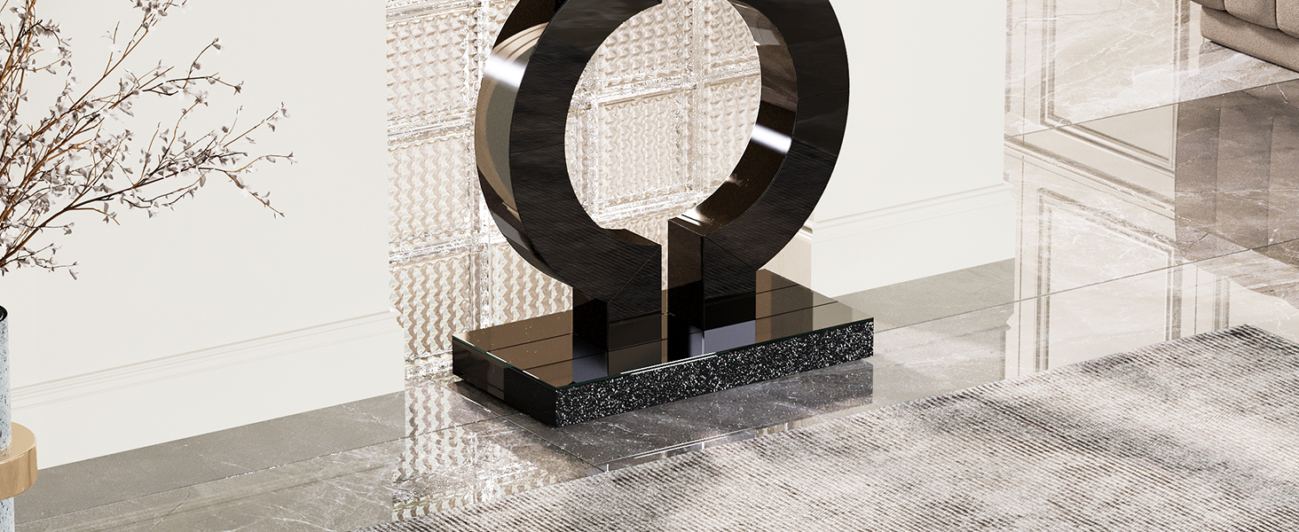 Tribesigns Modern Mirrored Console Table, Glass Sofa Table