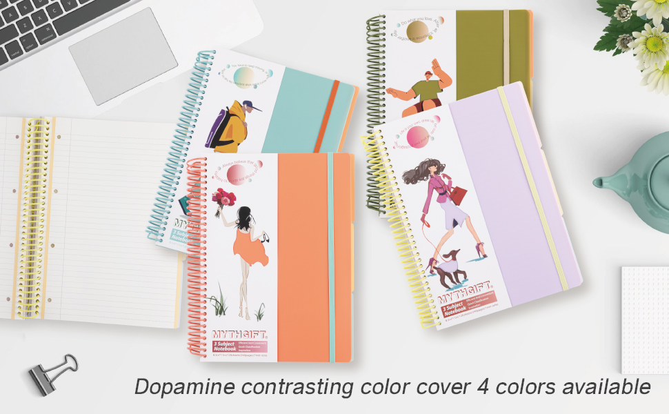 Mythgift Spiral Notebook 8.5 x 11, 3 Subject Notebook