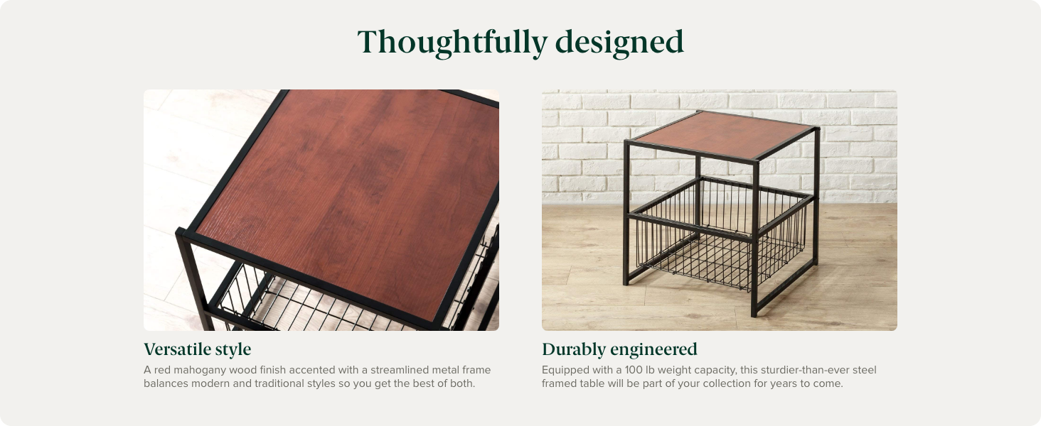 ZINUS Dane 20 Inch Black Frame Side Table with Storage