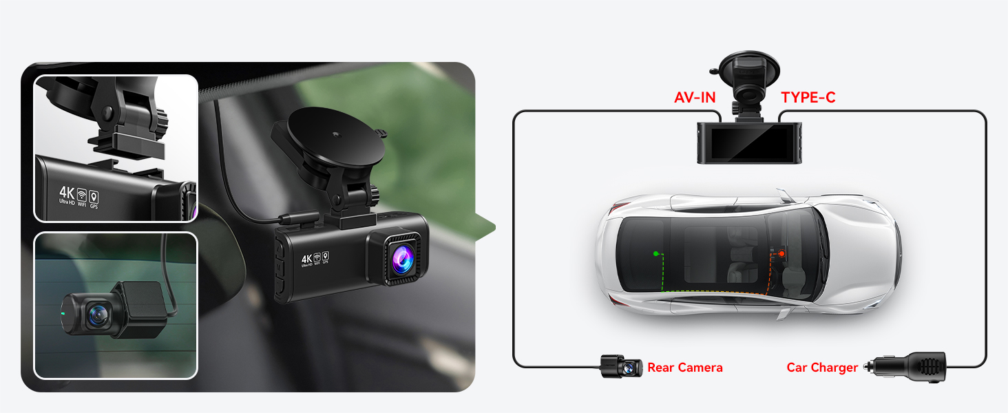 4k front and rear dashcam