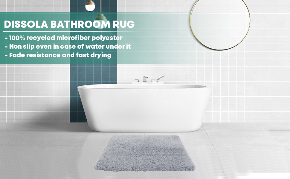 Disolla Plush Bathroom Rug Mat,NonSlip Soft Absorbent Microfiber,Low Profile