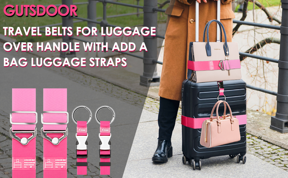 Gutsdoor 2in1 Travel Belt Luggage Strap 4 Pack Add a Bag