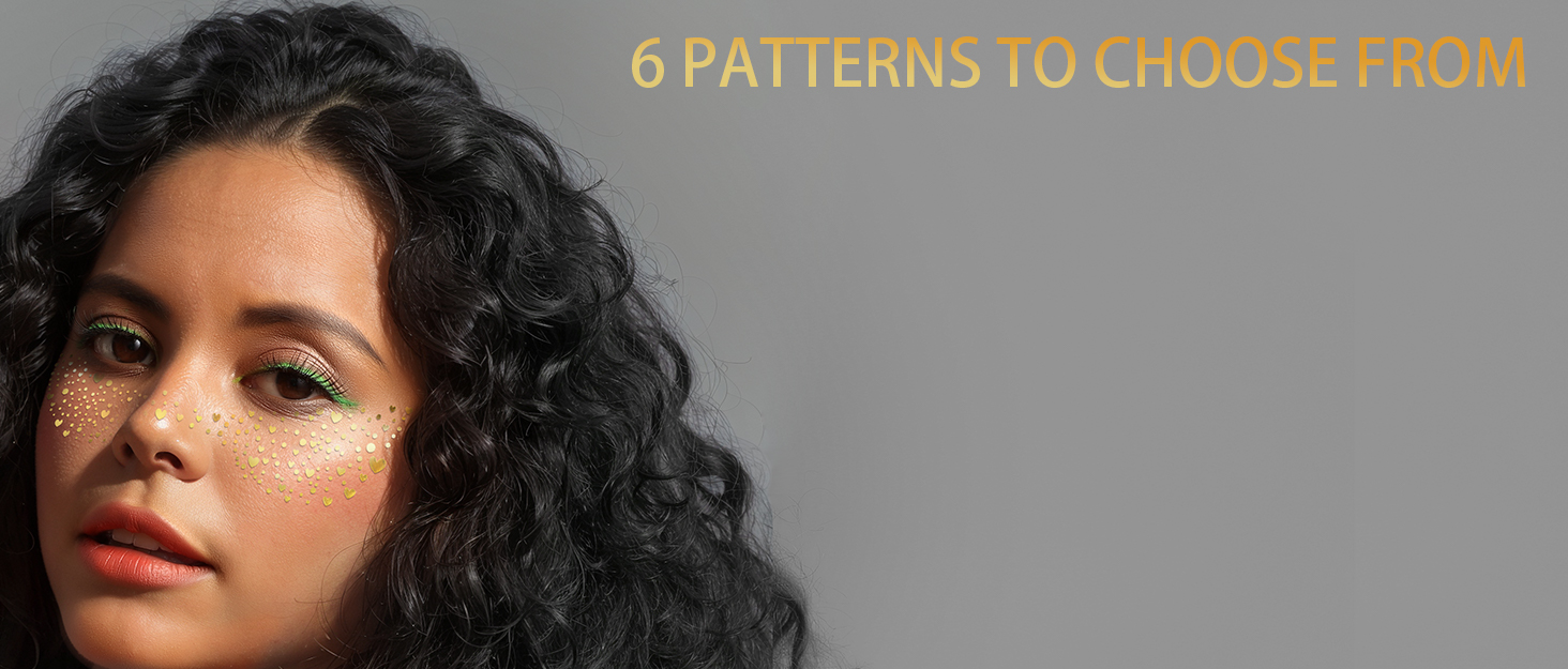 Teenitor 6 PCS Gold Face Glitter Freckles Face Tattoo