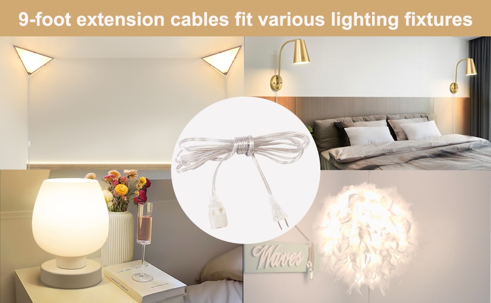 Zlierop 2 Pack Clear Extension Cord, Male to Female Power