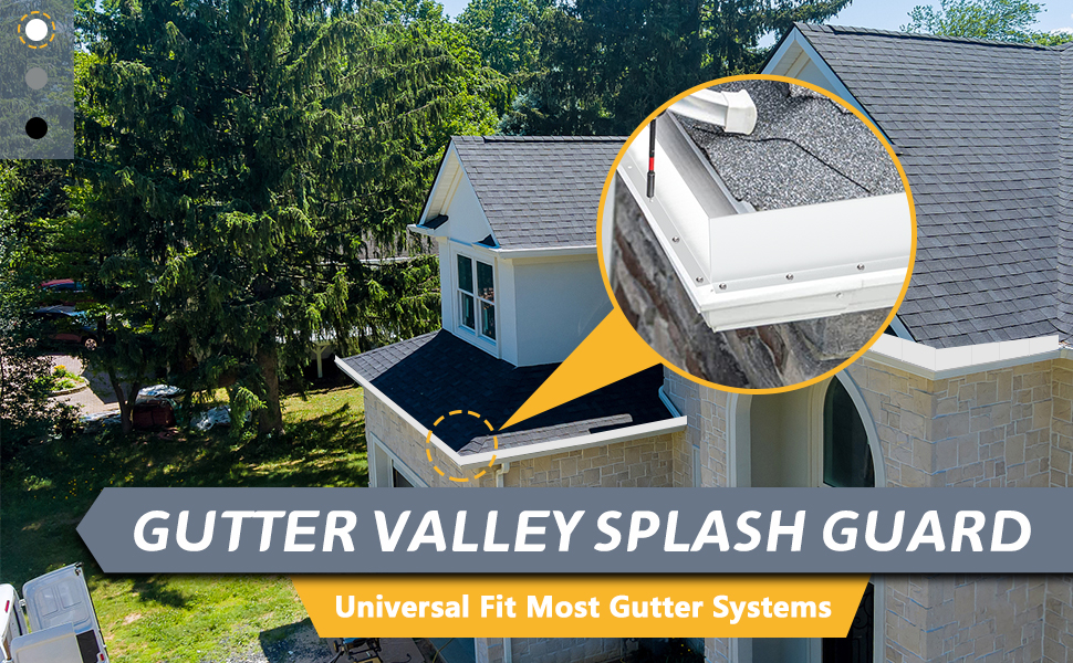 Flamorrow 6 Pack Aluminum Gutter Valley Splash Guards, Rainwater