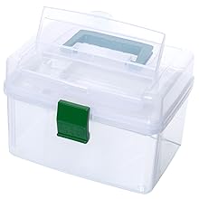 MyGift 10 Inch First Aid Clear Bin Detachable Tray Green Quick Access Lid Portable Emergency Kit