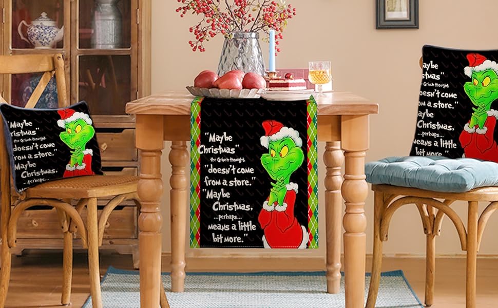Nepnuser Merry Grinchmas Table Runner Green Elf Winter