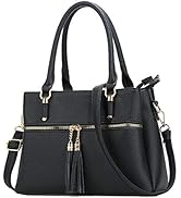 KKXIU Women Satchel Bags Handle Shoulder Handbags and Purses Pockets Zipper Leather Crossbody Bags
