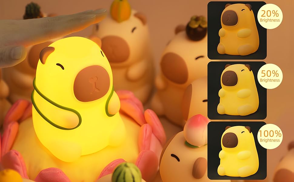 Cute Animal Soft Silicone Touch Lamp with Dimmable, Rechargeable Bedroom Lights