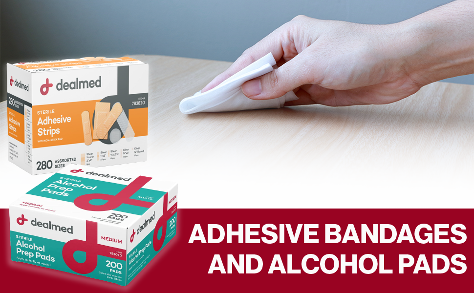 Dealmed Adhesive Bandages and Alcohol Prep Pads Bundle