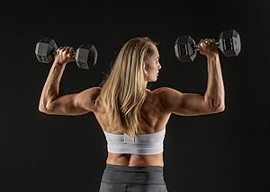 Female lifting hex dumbbells