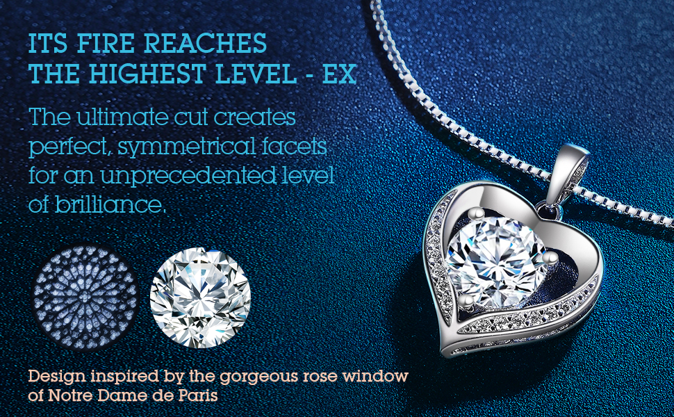 Heart Pendant Necklace, Gifts for Wife, Anniversary Gifts, diamond Pendant Necklace, moissanite