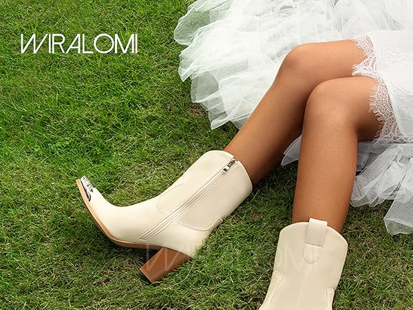 Amazon.com | WIRALOMI Ankle Boots for Women, Engraved Metal