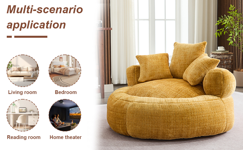 Bean Bag Chairs for Adults, Modern Round Bean Bag Sofa with