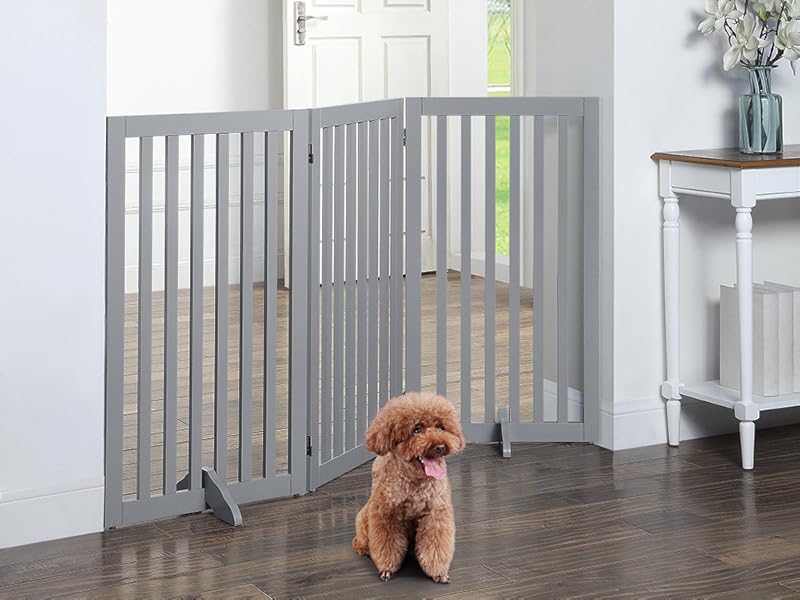 Amazon.co.jp: unipaws ペットゲート 置くだけ簡単 木製