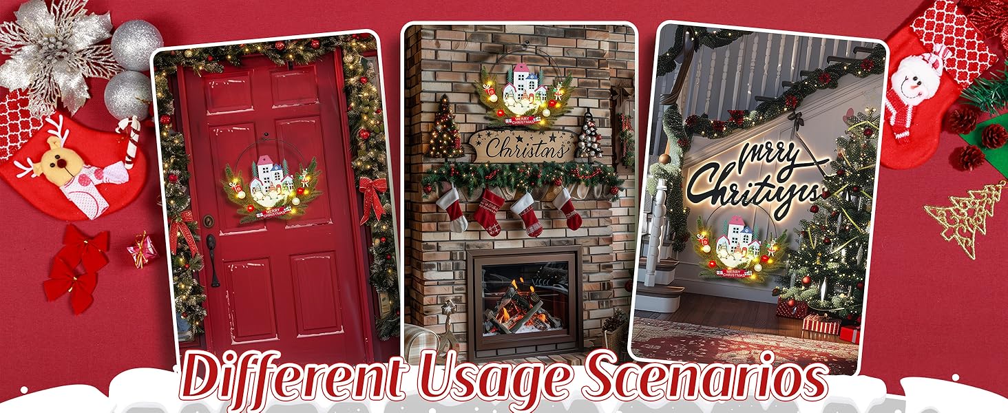 Christmas Door Sign, Christmas Door Hanger for Front Door