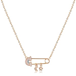 Amazon.com: Gold Paper Clip Pendant Necklace for Women 14K