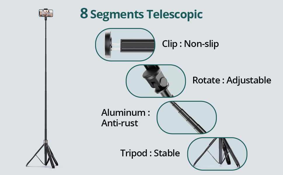 ATUMTEK SelfieStick 165CM 3 in 1 Selfie Stick Bluetooth Teleskop