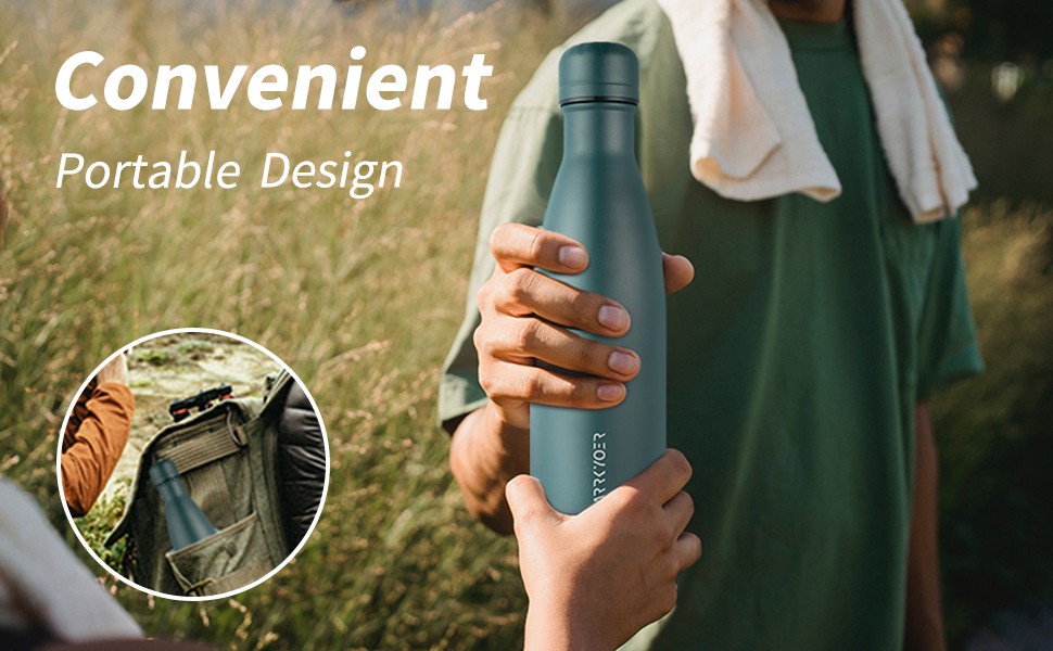 Stainless Steel Insulated Water Bottle, 17oz Metal Thermos