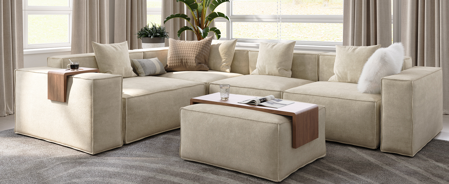 POVISON 147" Modular Sectional Sofa for Living Room Modern