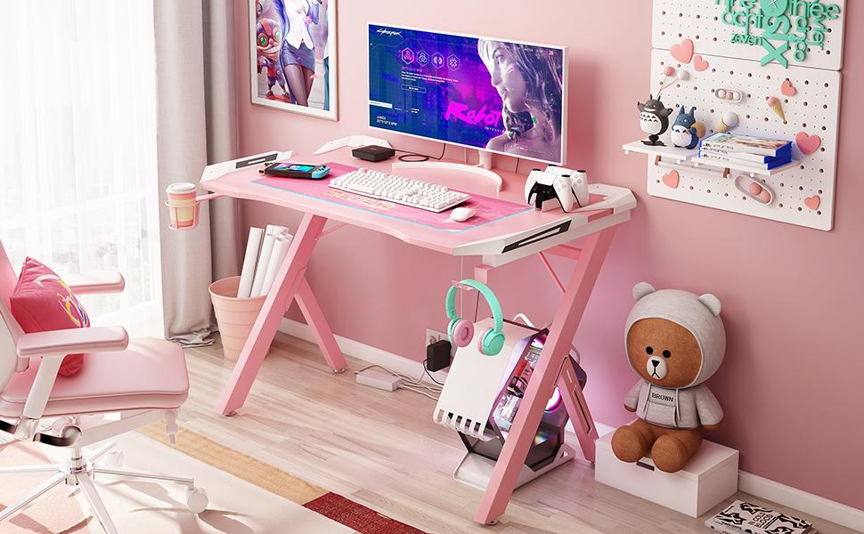 pink gaming desk