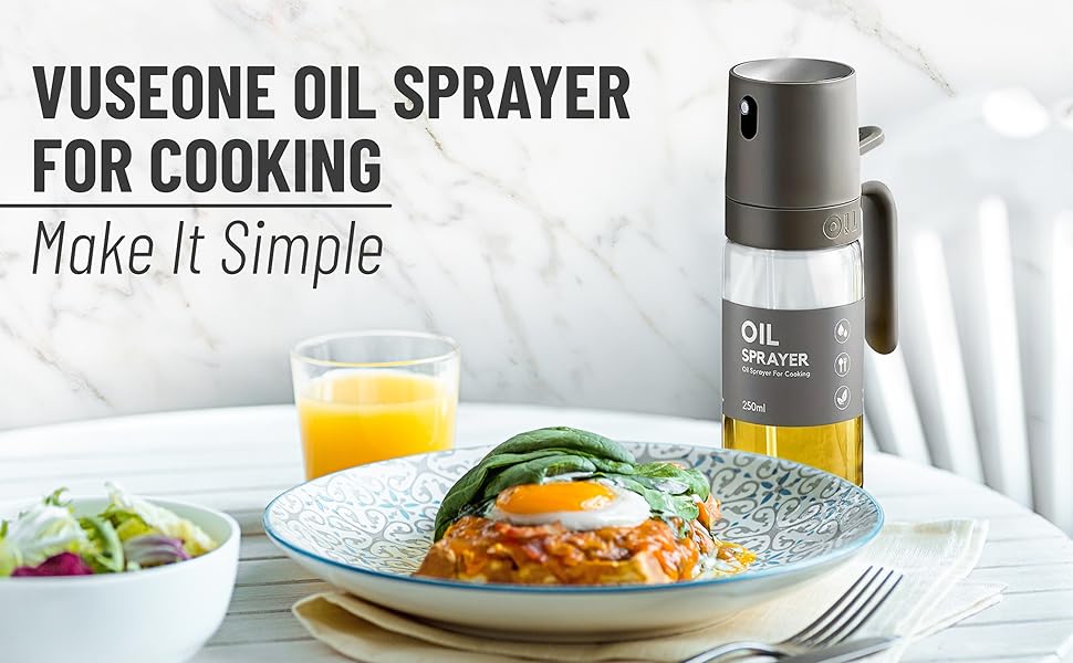 Oil Sprayer, cooking oil mister, olive oil, avocado oil. coconut oil, peanut oil, vuseone sprayer
