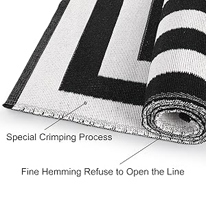 Black and White Striped Area Rug