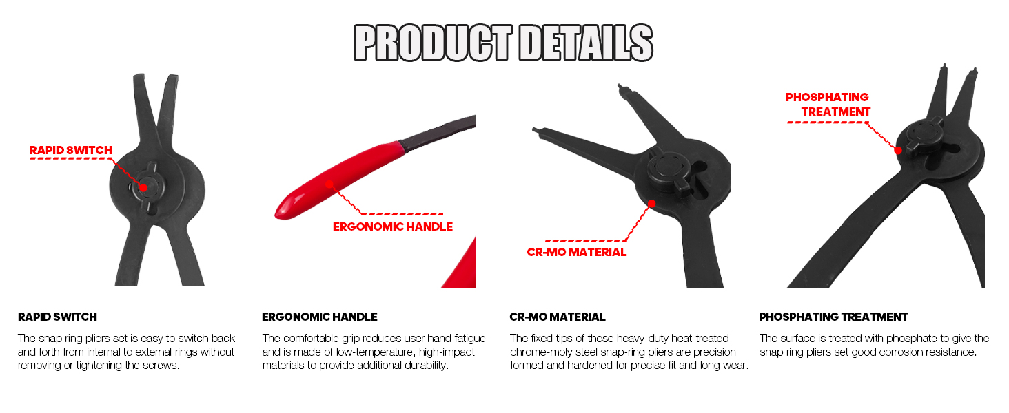12pcs Versatile Retaining Snap Ring Pliers Set 