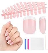 Yokilly Natural French Acrylic False Nails Kit Including 12 Different Size Short Press on False N...