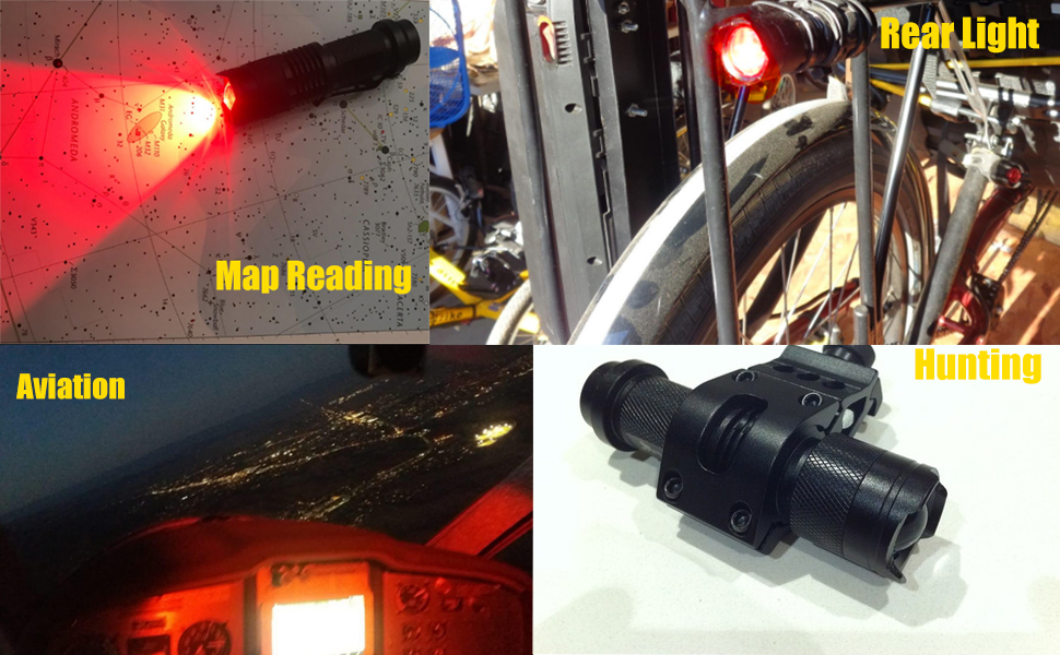 XYSRZ Red Light Flashlight Single Mode Red Light Torch with Clip