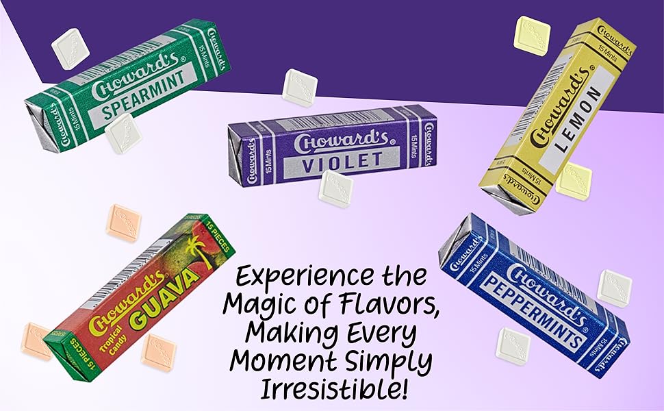 Chowards Mints Variety Pack of 10 Violet, Spearmint