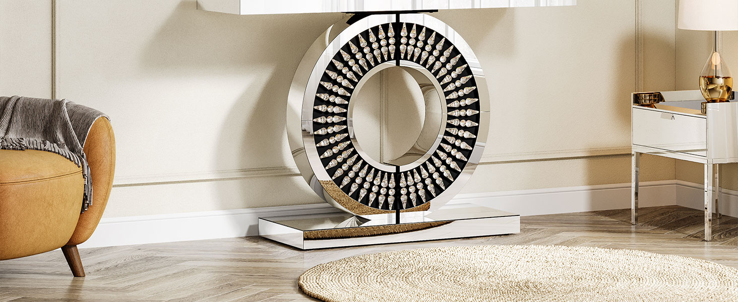 Tribesigns Modern Mirrored Console Table, Glass Sofa Table